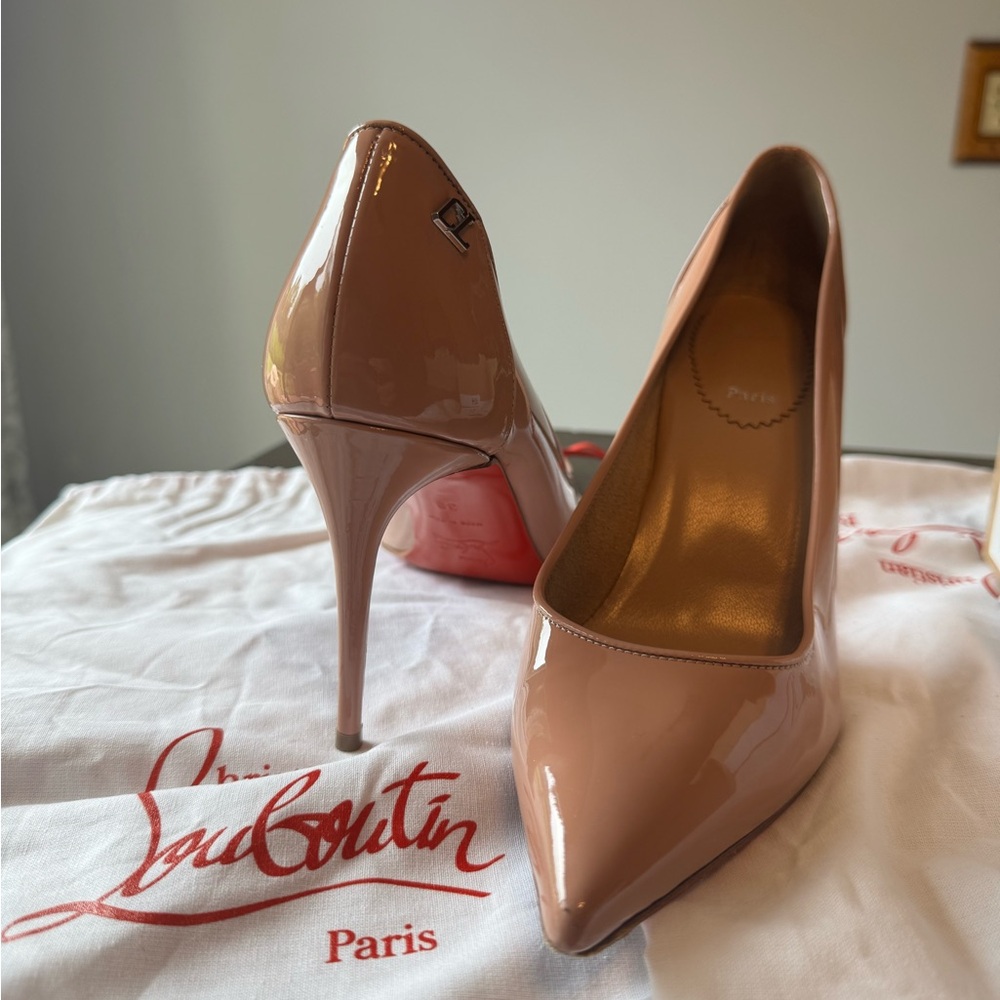Christian Louboutin Sporty Kate 85 Blush Patent Leather Heels